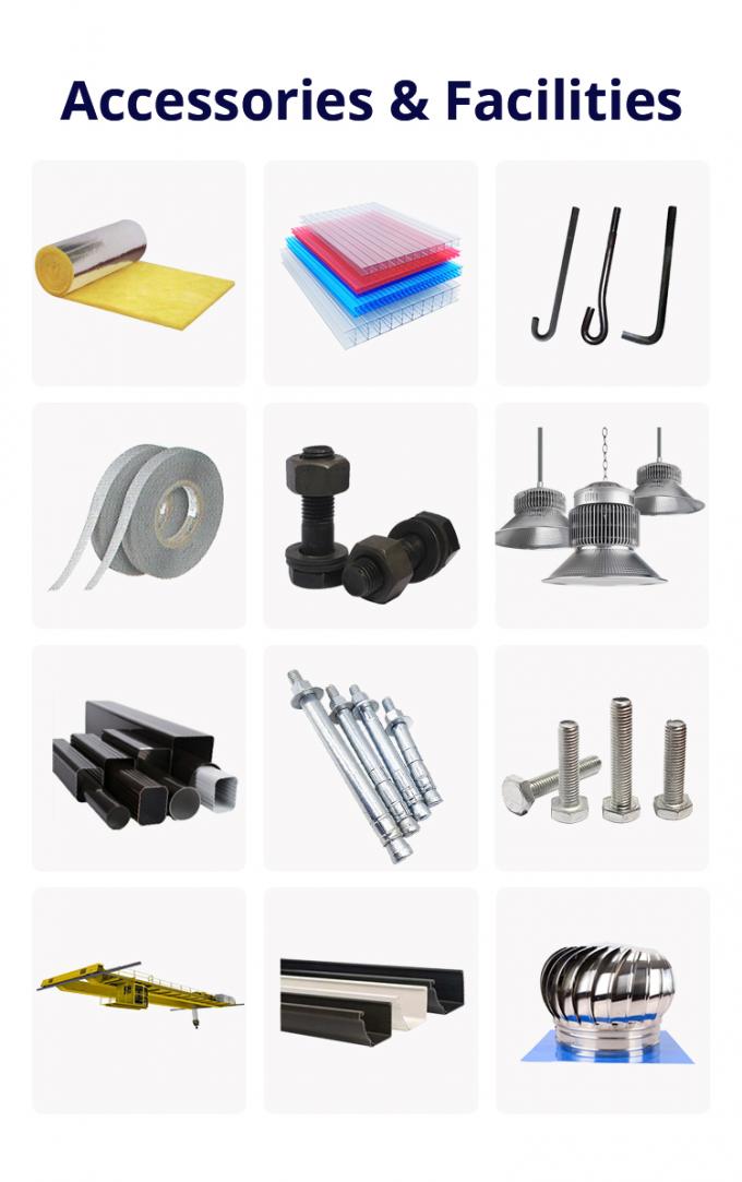 انبار ساختارهای فولادی صنعتی با پوشش پنل ساندویچ EPS / Rockwool / Fiberglass Wool / PU 12